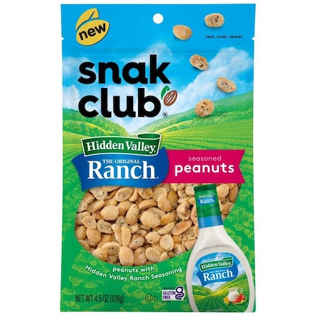 Snak Club Snak Club Hidden Valley Ranch Peanuts 4.5 oz Bagged 1721704